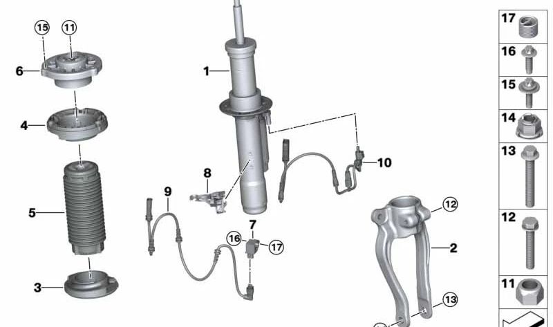 Amortiguador delantero izquierdo VDC OEM 37106878121 para BMW G16. Original BMW.