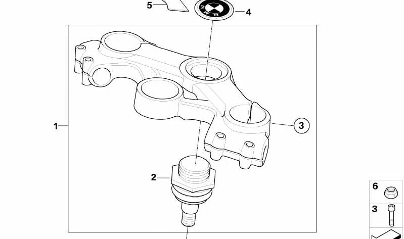 Tapas cubre puente horquilla OEM 31427706630 para BMW Motorrad R 1200 S (RK29). Original BMW Motorrad.