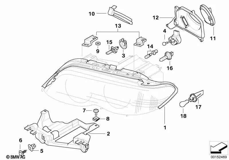 Position lamp for BMW 7 Series E65, E66 X5 E53 (OEM 63126916097). Original BMW.