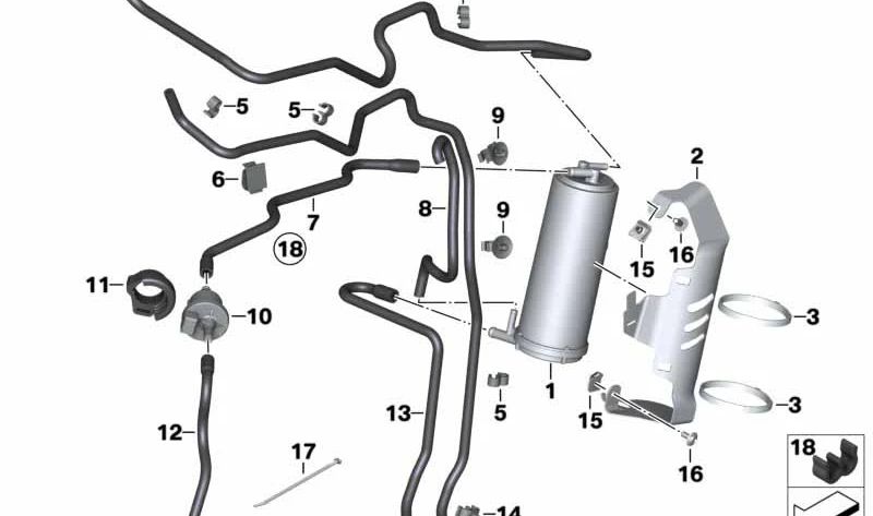 Tubo flexible OEM 16138558125 para motos BMW R nineT, R nineT Pure, R nineT Scrambler, R nineT Racer, R nineT Urban G/S. Original BMW Motorrad.