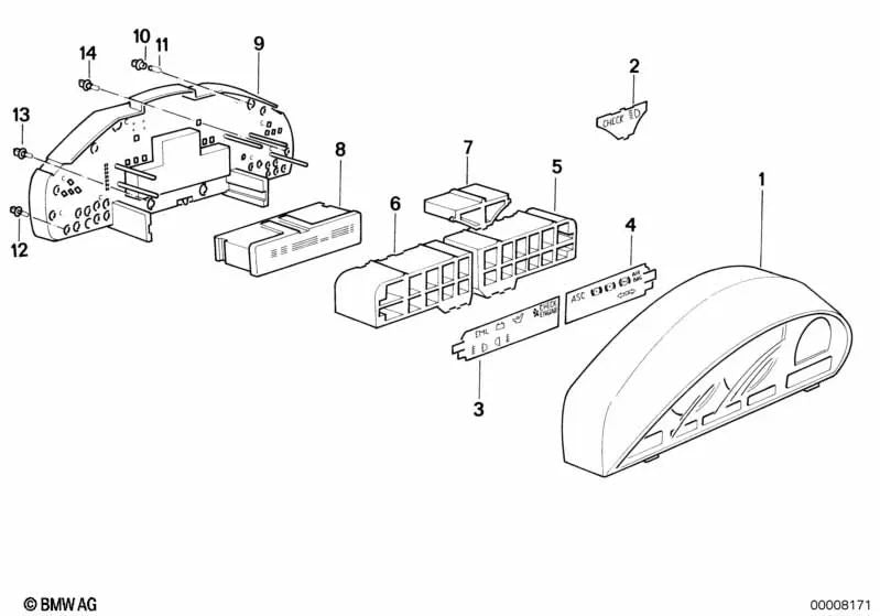 Printed circuit board with cover for BMW 8 Series E31 (OEM 62118354454). Original BMW.