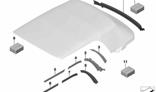 Junta estribo tensor OEM 54347364818 para MINI Cabrio F57, F57 LCI, F67. Original MINI.