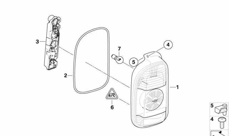 Portalámparas para luz trasera izquierda OEM 63212758129 para MINI Clubman R55, R55 LCI. Original MINI.