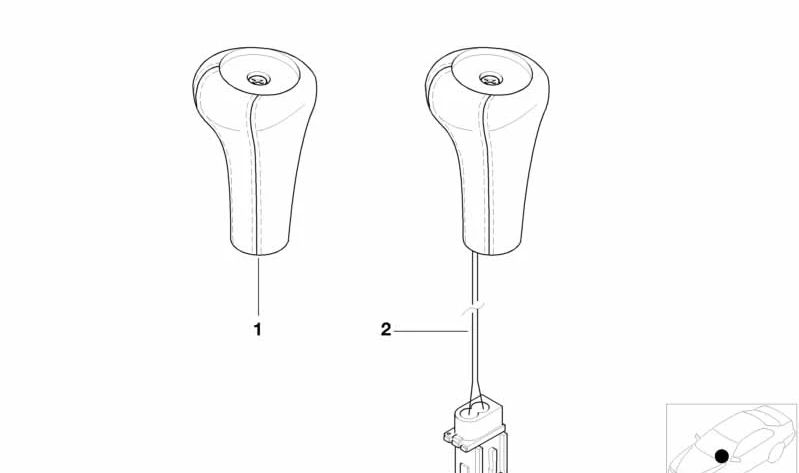 Pomo de cambio en cuero rugoso OEM 25119068412 para BMW E36 {316g, 316i BE11, BE12, CA11, CA12, CA71, CA72, CE11, CE12, CG11}. Original BMW.