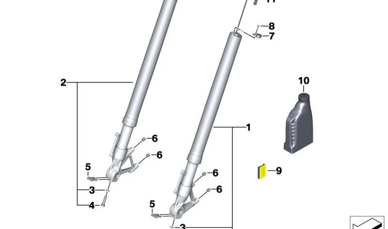 Rama de horquilla izquierda OEM 31428358649 para motos BMW S1000XR (K69). Original BMW Motorrad.