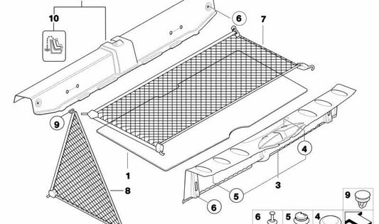 OEM trunk edge trim 51477138451 for MINI R56, R56 LCI. Original MINI.