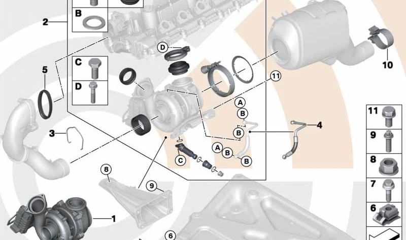 Tornillo hexagonal con brida OEM 31103411647 para BMW E83 X3 1.8d, 2.0d (modelos PE71, PE72, PB11, PB12, PD11, PD12, PE11, PE12, PE18, PE25). Original BMW.