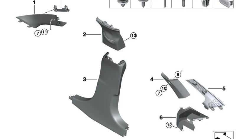 Left belt outlet cover OEM 51466955135 for BMW G26 (4 Series Gran Coupe). Original BMW.
