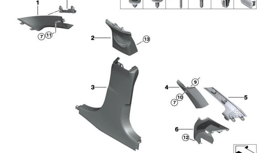 Nut di espansione OEM 07147340742 per BMW G21, G01, F97, G02, F98, I12, I15. Utilizzato nelle fissazioni del tronco e nelle parti di rivestimento. BMW originale.