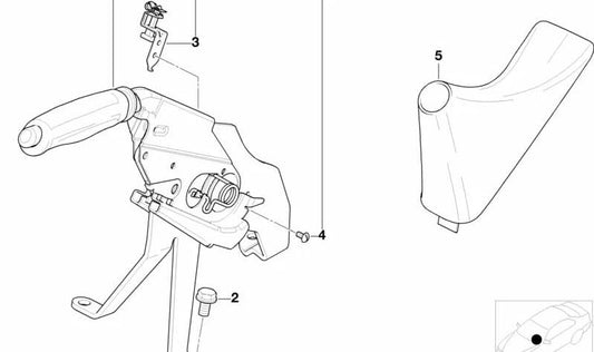 Palanca de freno de mano en cuero Dakota OEM 34406762193 para BMW X5 E53. Original BMW.