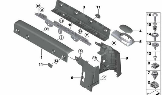 Cubierta protectora antivuelco delantera izquierda OEM 51467393465 para MINI F56, F57, F57 LCI... y más. Original MINI.
