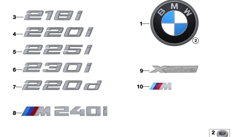 Emblema "xDrive" OEM 51148492177 para BMW G42 230i xDrive. Original BMW.