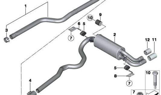 OEM Escape Tube 18308515038 für BMW F20, F21, F22, F30, F31, F32, F33. Originales BMW -Stück, ideal, um die Komponente des Fluchtsystems zu ersetzen.