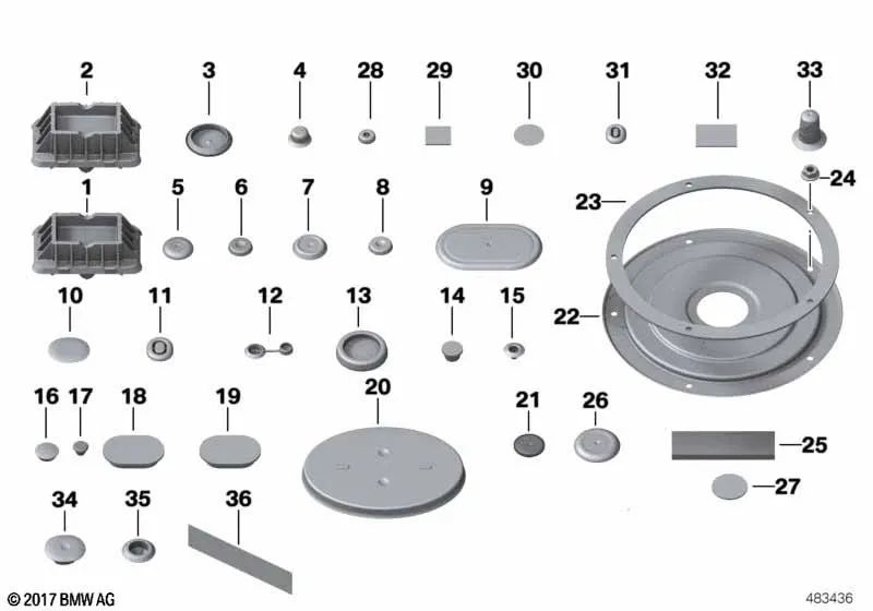 Tapón del túnel para BMW X3 F25, X4 F26 (OEM 51757223627). Original BMW.