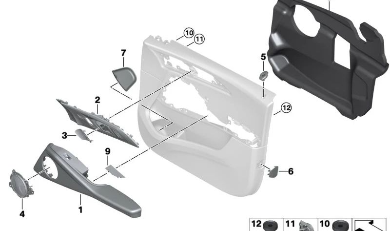 Moldura decorativa frontal izquierda OEM 51415A870C3 para BMW G09. Original BMW.