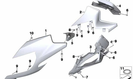 Revestimiento frontal izquierdo interno OEM 46638520289 para BMW Motorrad R1200RT, R1250RT. Original BMW Motorrad.