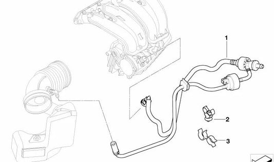 Bomba de vacío OEM 11617564170 con tubos y conexiones para BMW E46 (Modelos compatibles: 316i, 318i, 320i, 323i, 325i, 328i, 330i). Original BMW.