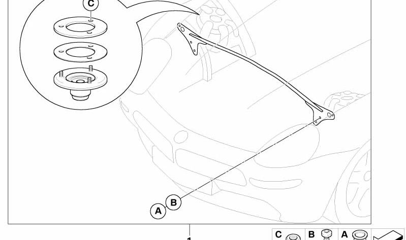 Barra de refuerzo / Torretas OEM 51710420759 para BMW E52 Z8. Original BMW.