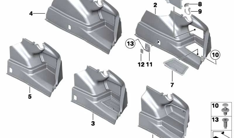 Tapa derecha OEM 51477258366 para BMW F01, F02, F04. Original BMW.