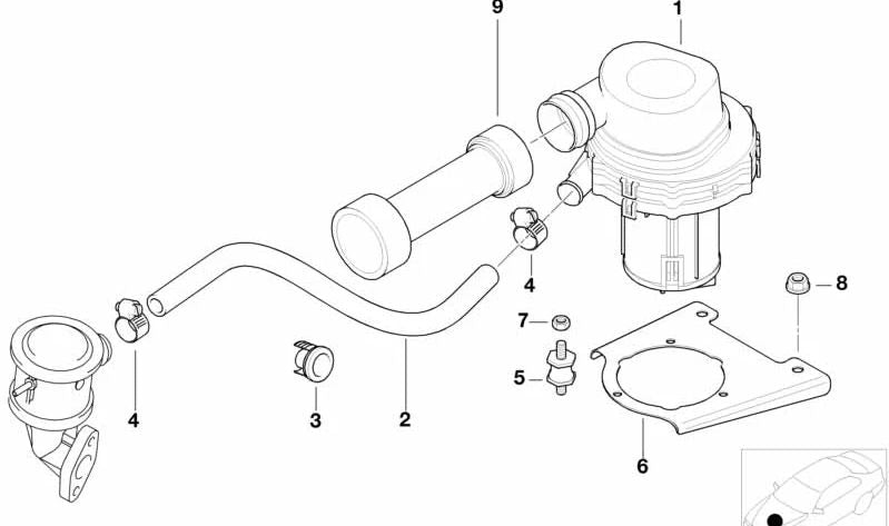 Bomba de aire secundaria OEM 11721432907 para BMW E36 y Z3. Original BMW.