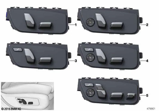 Right seat adjustment switch OEM 61319384918 for BMW F90 M5, G30, G31, G32 GT... and more. Genuine BMW.