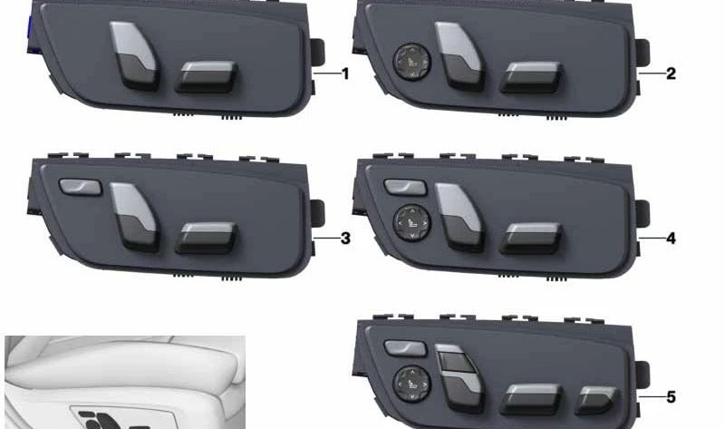 Interruttore di regolazione elettrica OEM a destra OEM 61319384516 per BMW 5 G30 Serie (Modelli: 518d, 520D, 520D XDRive) anni 2016-2023. Sostituzione BMW originale.