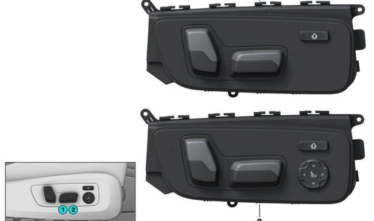 Interruptor de ajuste de assento esquerdo para BMW G42, G87, G20, G21, G80, G81, G22, G23, G26, G82, G83, F91, F92, F93, G14, G15, G16, F97, G01, G02, G05, G06, G07 (OEM 61316801481) BMW originais.
