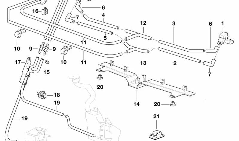 Tubería izquierda limpiaparabrisas OEM 61668364447 para BMW E38 725tds, 728i. Compatible con todos los modelos indicados. Original BMW.
