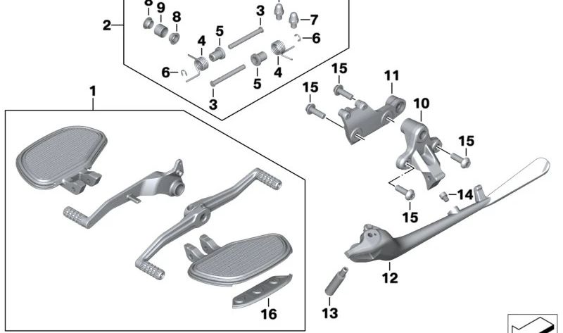 Soporte de estribo derecho OEM 46718392698 para motos BMW R 18, R 18 Classic, R 18 Roctane, R 18 B, R 18 Transcontinental... y más. Original BMW Motorrad