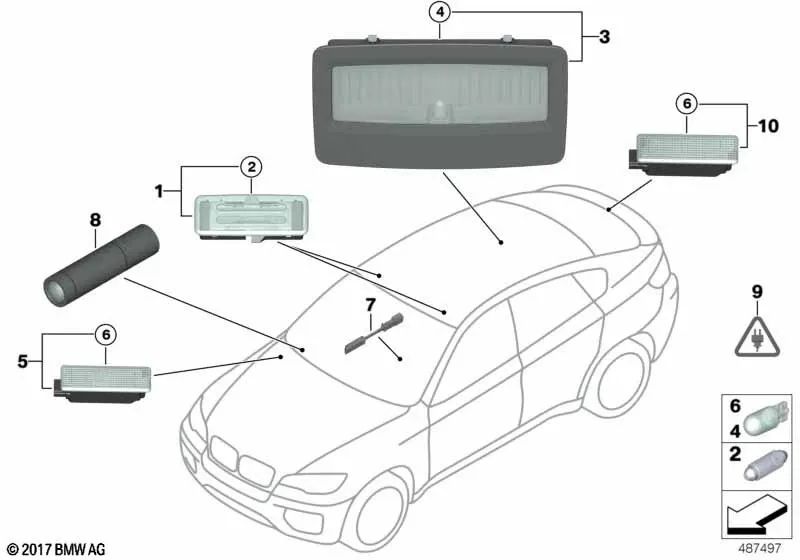Luz de espejo lateral OEM 63316962016 para BMW E81, E87, X1 E84, X5 E70, X6 E71... y más. Original BMW.