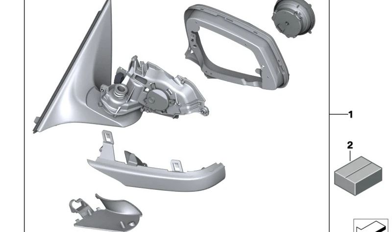 Retrovisor derecho sin cristal, calefactable OEM 51167282164 para BMW Serie 7 F01 y F02 (730d, 740d, 740i, 750i, 730Ld, 730Li, 740Li). Acabado Shadow-Line. Original BMW.