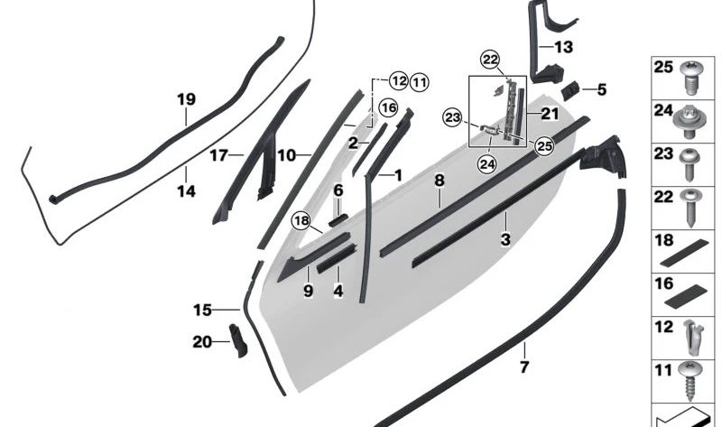 Junta de sellado puerta izquierda OEM 51767457945 para BMW i15. Original BMW.