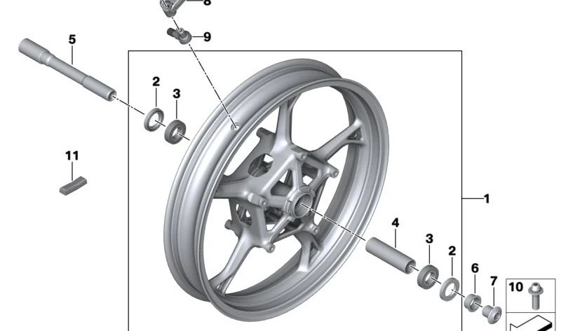Roda de fundição frontal 3.0x19 OEM 36315A65AA5 para Moto BMW R 1300 Gs (K61). BMW Motorrad original.