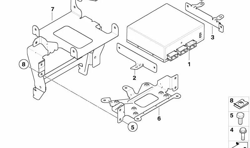 Suporte/compensador de rádio via satélite para BMW Série 5 E61, E61N (OEM 65156927492). BMW original