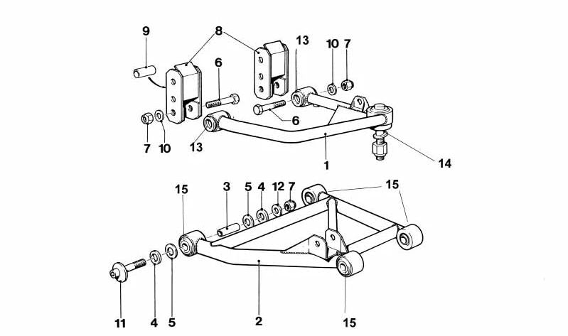 Brazo de suspensión inferior izquierdo OEM 33322161189 para BMW E34, E39, E38, E32. Original BMW.