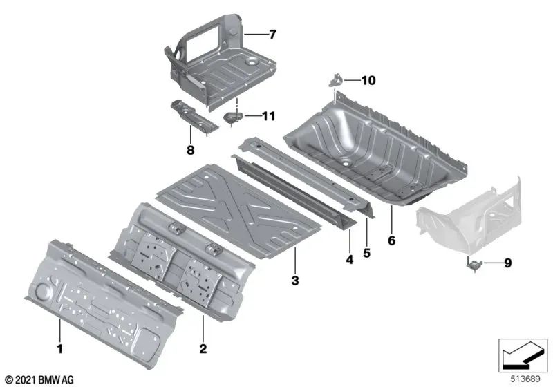 Suelo lateral derecho del maletero para BMW (OEM 41009626546). Original BMW