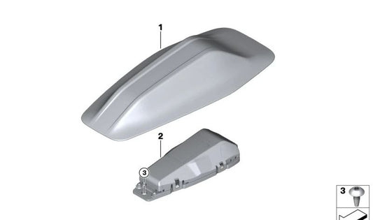 Carcasa vacía de antena de techo imprimada OEM 65205A4E529 para BMW Serie 5 G60, G90 y Serie 7 G70. Original BMW.