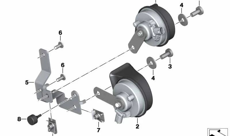 Soporte de bocina OEM 61338562108 para BMW Motorrad K 1600 GT, K 1600 GTL y K 1600 Bagger. Original BMW Motorrad.