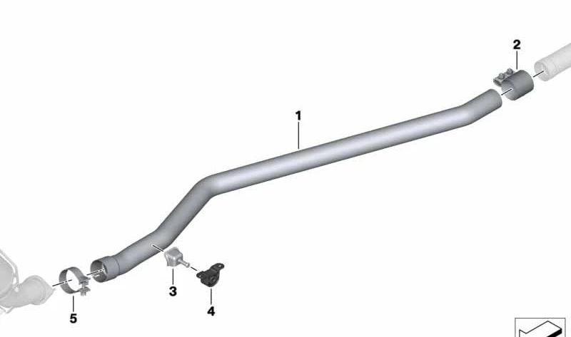 Tubo delantero de escape OEM 18308572485 para BMW X5 F15 xDrive30d y X6 F16 xDrive30d. Compatible con motores N57T. Original BMW.
