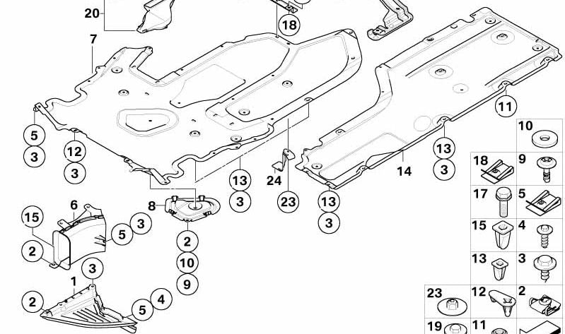 Soporte cubre bajos central OEM 51757898305 para BMW E63, E64. Original BMW.