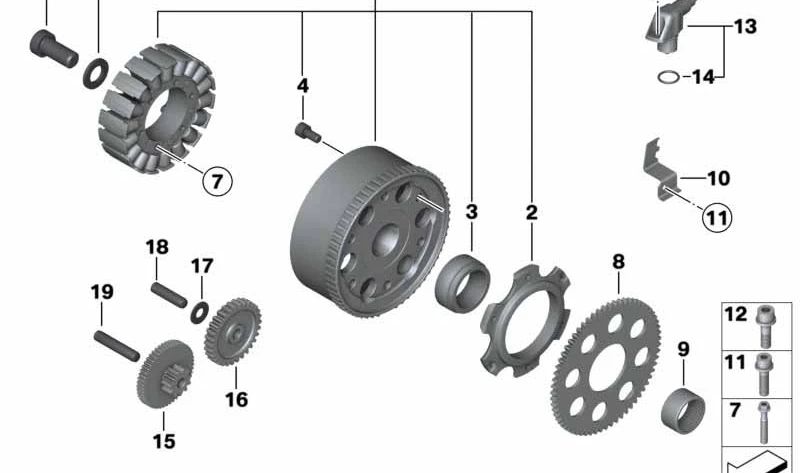 Pignone OEM 11267690437 per moto BMW F 700 GS, F 800 GT, F 800 S, F 800 ST, F 800 GS. BMW Motorrad originale.