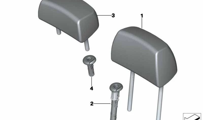 Guía soporte reposacabezas beige OEM 52207152197 para BMW Serie 3 E90 (316d, 316i) modelos compatibles. Pieza original BMW.