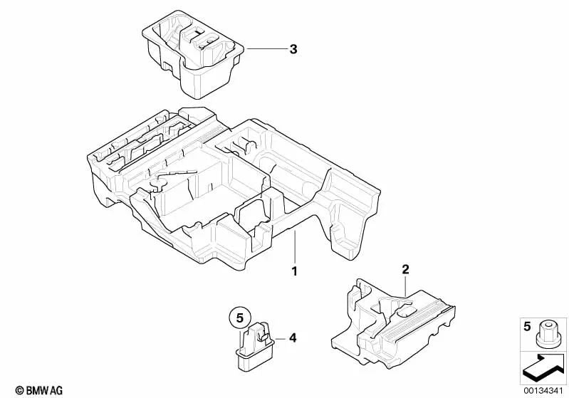 Trunk shelf bracket for BMW X3 E83, E83N (OEM 51473405819). Original BMW.
