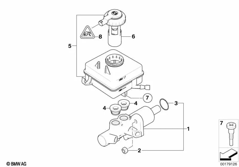 Cilindro master freno per BMW E60, E60N, E61, E83, E83N (OEM 3436786629). BMW originale