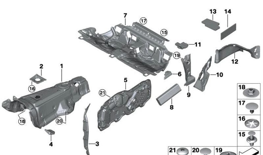 Isolamento acústico do passe da roda direita para BMW 4 G23 Series, G83 (OEM 51486993248). BMW original