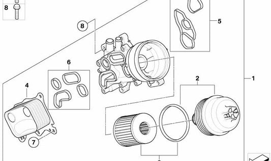 Filtre à huile avec couvercle en plastique OEM 11428643749 pour Mini R56, R55 Clubman, R57 Cabrio, R58 Coupé, R59 Roadster ... et plus. Mini d'origine.