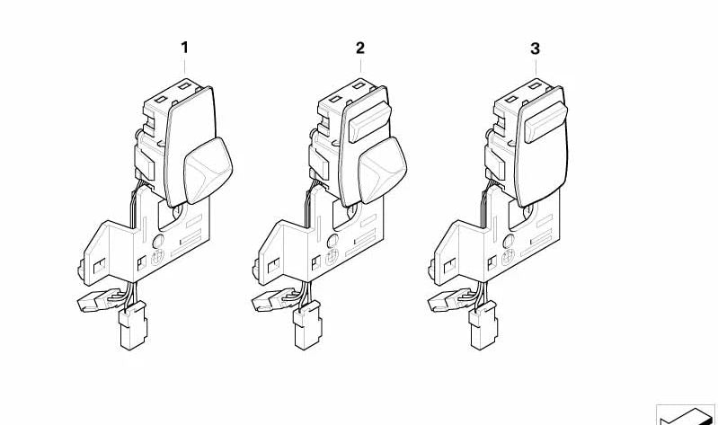 Interruptor ajuste columna de dirección OEM 61316947786 para BMW E60, E61, E63 y E64. Compatible con versiones 520d con motores M47 y N47. Original BMW.