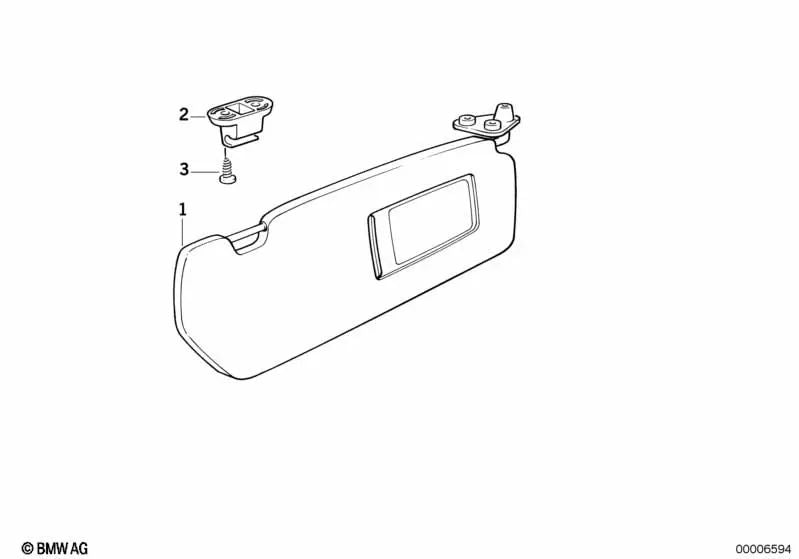 Right illuminated sun visor OEM 51168237116 for BMW E36. Genuine BMW.