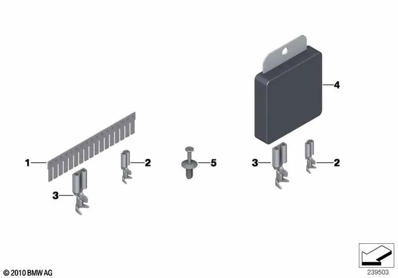 Flat tongue connector for BMW Series 1 E81, E82, E87, E87N, E88, F20, F20N, F21, F21N, F40, F52, Series 2 F22, F22N, F23, F23N, F44, F45, F45N, F46, F46N, F87, F87N, F87N, U06 E36, E46, E90, E90N, E91, E91N, E92, E92N, E93, E93N, F30, F30N, F31, F3, F3