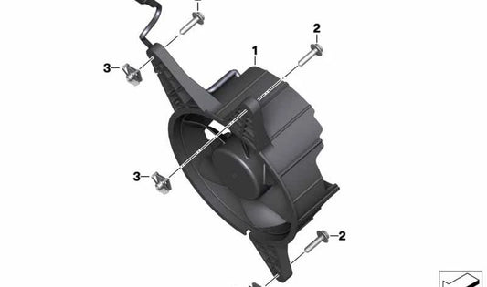 Cerco de ventilador con ventilador OEM 17428555494 para BMW Motorrad G 310 GS, G 310 R. Original BMW Motorrad.